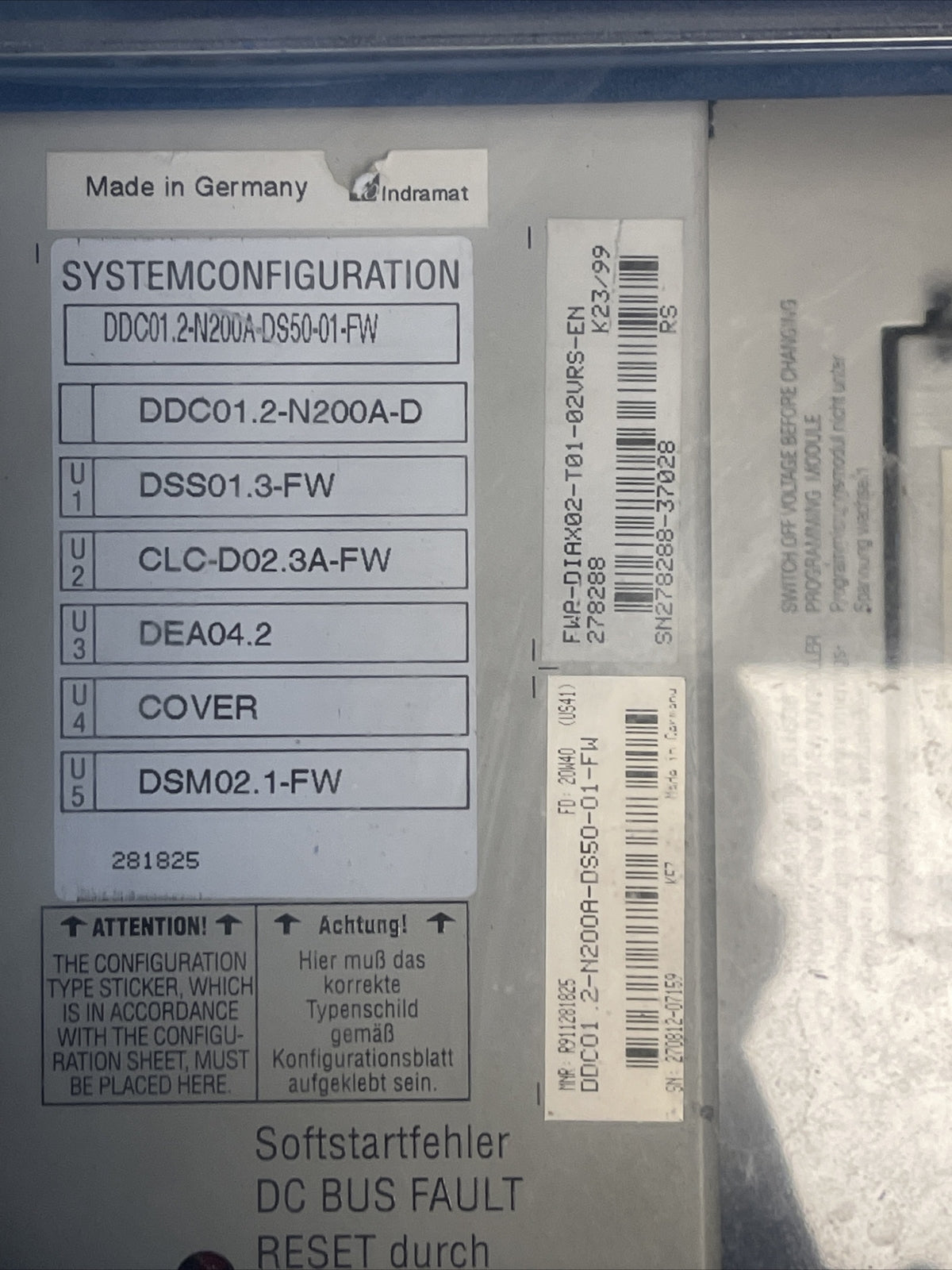 INDRAMAT DDC01.2-N200A-DS50-01-FW DIGITAL AC SERVO COMPACT CONTROLLER DDC