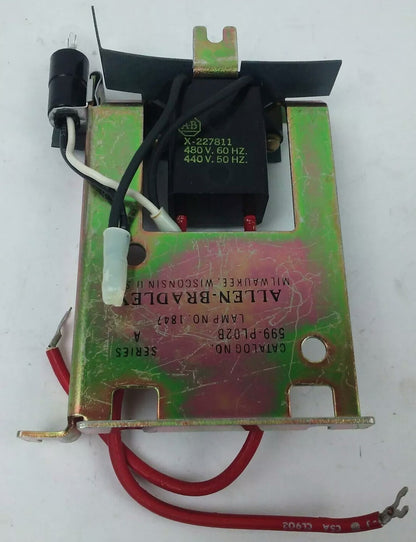 ALLEN BRADLEY 599-PL02B SER. A, PILOT LIGHT W/ RED LENS, SIZES 0-1-2, 480V- 60HZ