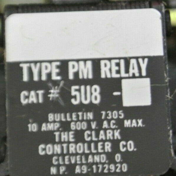 CLARK 5U8-76 / RELAY BUL. 7305 TYPE PM / 8 N.O. / 110-120V COIL / NEW SURPLUS