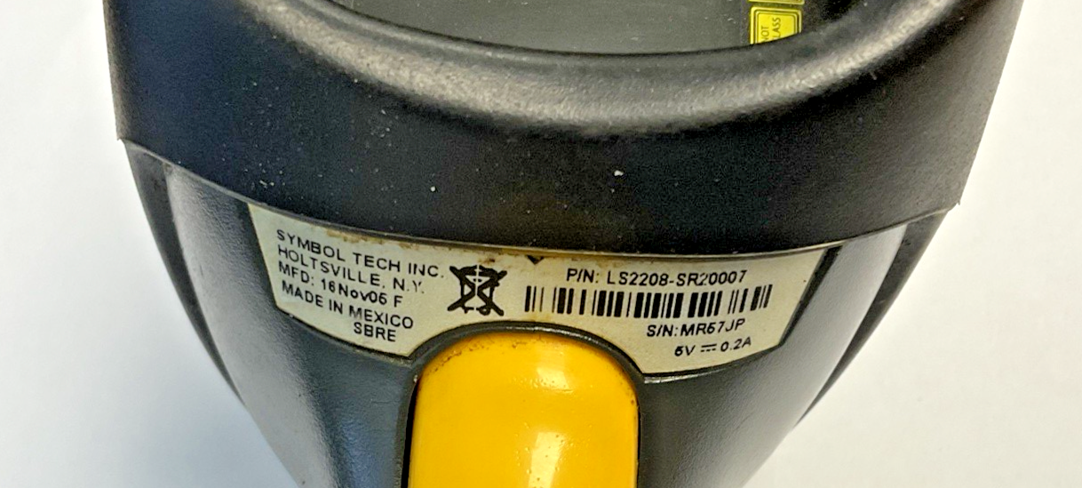 SYMBOL LS2208-SR20007 SCANNER 5VDC 0.2A USB