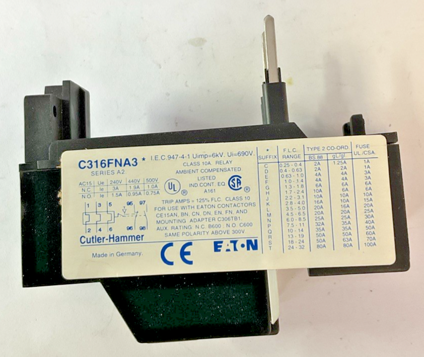 CUTLER HAMMER C316 FNA3L THERMAL OVERLOAD RELAY SER.A2 3.5-5A 690V 10A