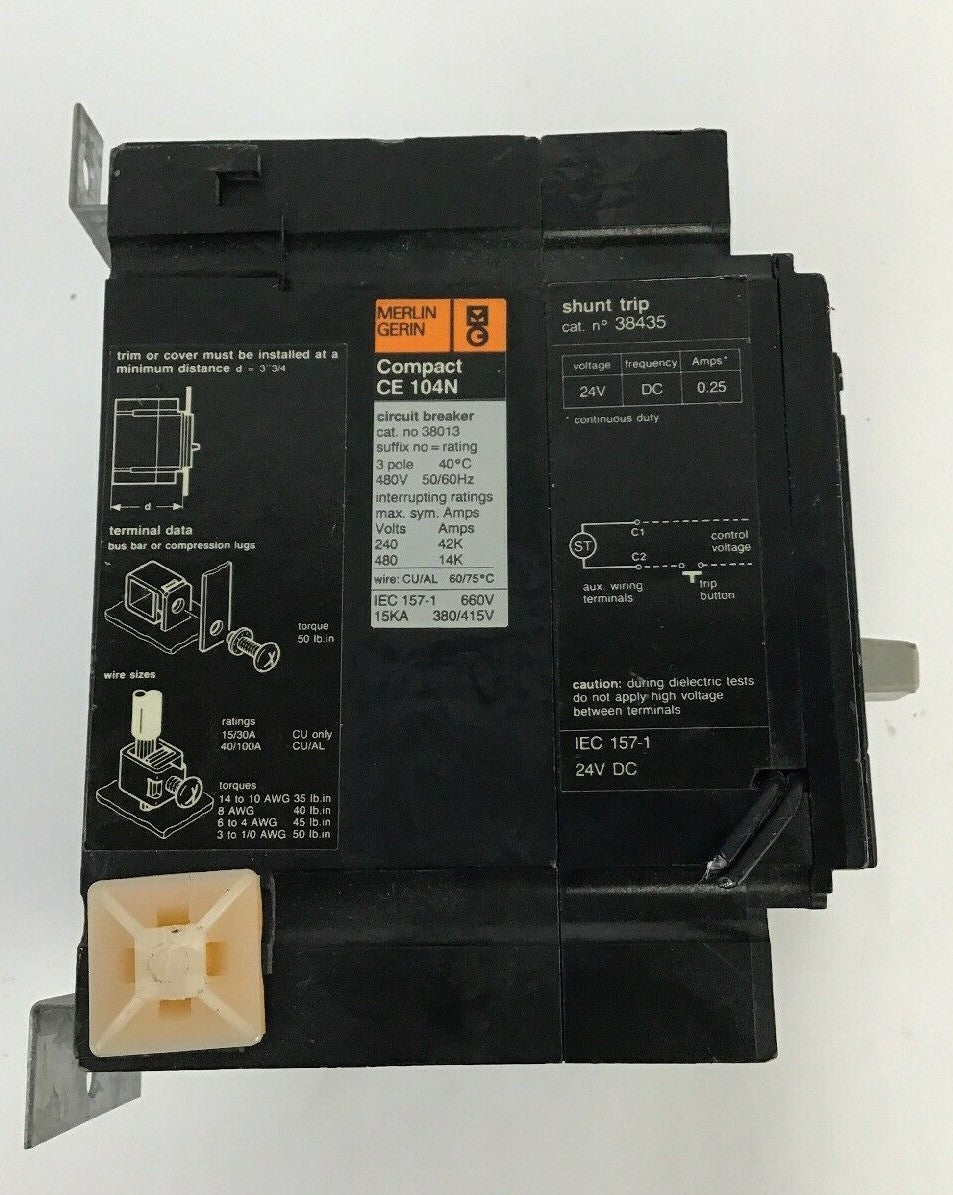 MERLIN GERIN COMPACT CE 104N 38013 90AMP***MISSING LUG***