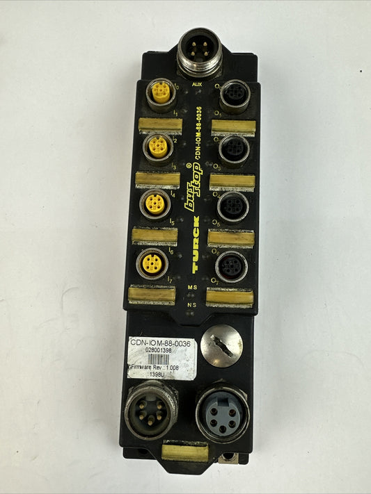 TURCK CDN-IOM-88-0036 BUS STOP DEVICENET 8 I/O STATION FIRMWARE 1.008 11-26VDC