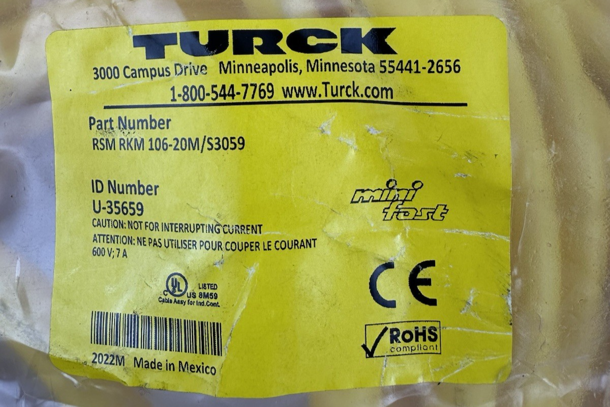 TURCK RSM RKM 106-20M/S3059 MINIFAST DOUBLE-ENDED CORDSET U-35659