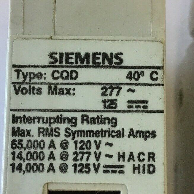 SIEMENS CQD150 CIRCUIT BREAKER 50A 277VAC 125VDC 1POLE***LOTOF2***