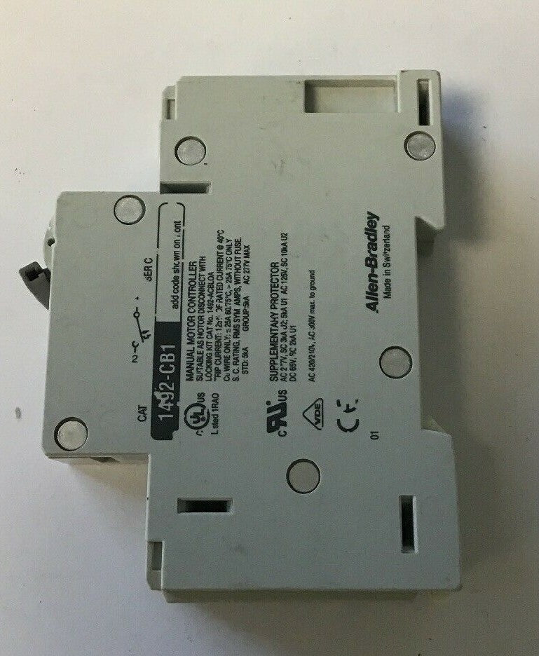 ALLEN BRADLEY 1492-CB1 G020 SER. C 2A 277V 1/6HP CURCUIT BREAKER ***(LOTOF5)***