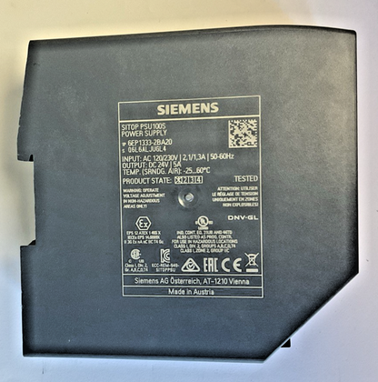SIEMENS 6EP133-2BA20 POWER SUPPLY 120/230V 50-60HZ SITOP PSU100S 24VDC/5A