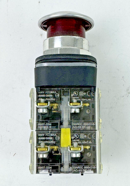 ALLEN-BRADLEY - 800T-FXTQH2RA5 SER. U - RED MUSHROOM PUSH/PULL BUTTON W/ BLOCK