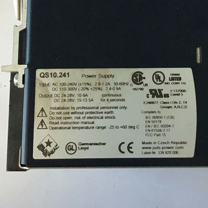 PULS DIMENSION QS10.241 POWER SUPPLY 100-240V