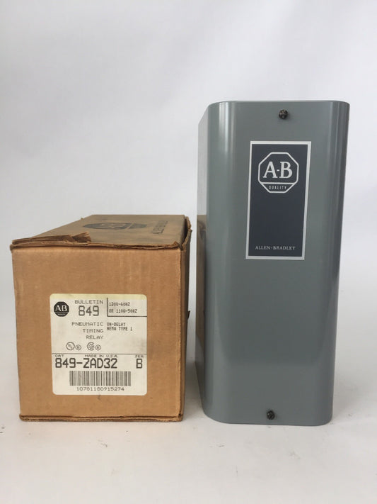ALLEN BRADLEY 849-ZAD32 PNEUMATIC TIMING RELAY NEMA TYPE 1 21A224 COIL 120V 60HZ