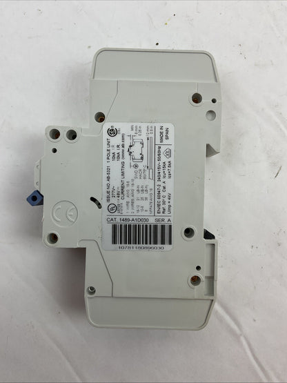 ALLEN BRADLEY 1489-A1D030 CIRCUIT BREAKER 1POLE 2A 277VAC SER A (LOT OF 3)