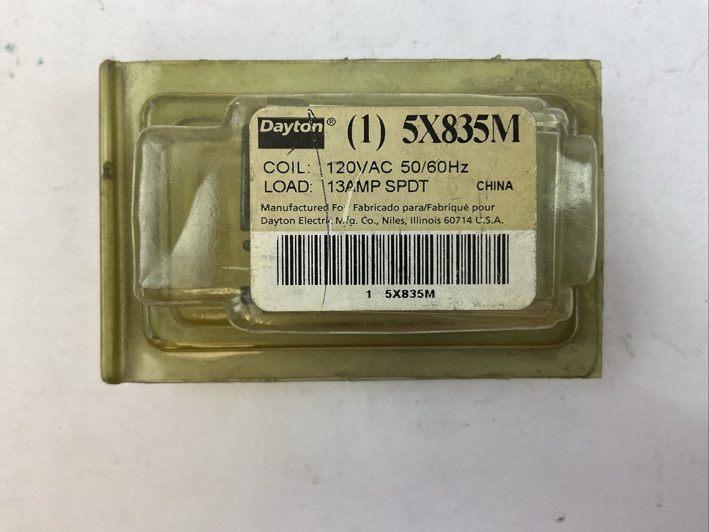 DAYTON 5X83M RELAY COIL 120VAC 50/60HZ LOAD 13AMP SPDT