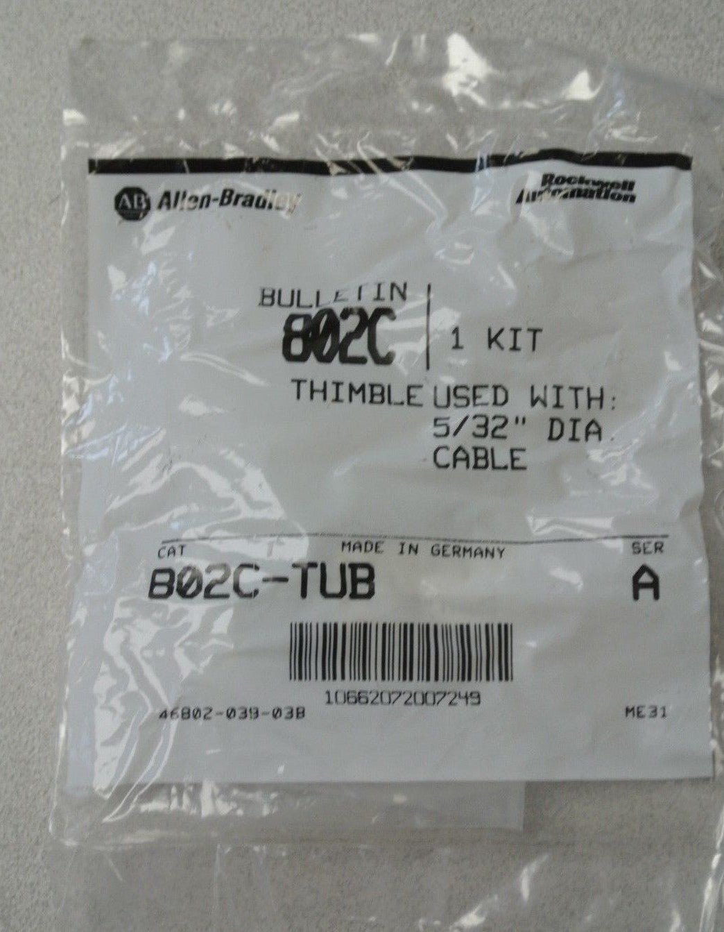 BOX of 10 / ALLEN-BRADLEY 802C-TUB / THIMBLE KITS for 802C-TCB-** / NEW SURPLUS