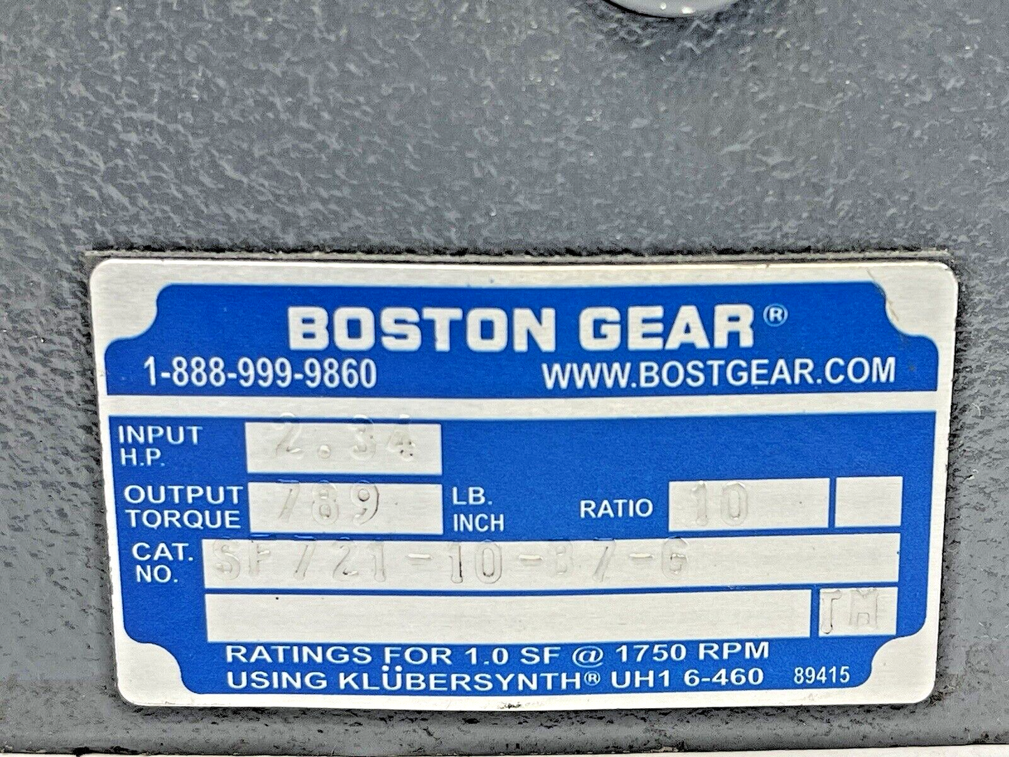 BOSTON GEAR - SF721-10-B7-G - WORM GEAR SPEED REDUCER- 700 SERIES - 14346 - 10:1