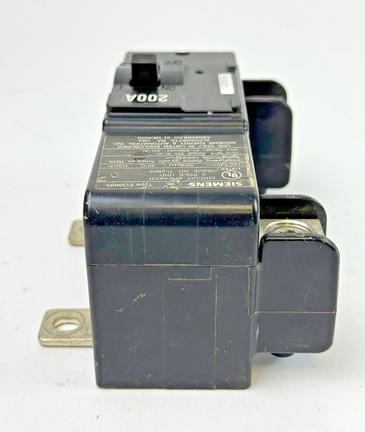 SIEMENS - EQ8695 - MAIN CIRCUIT BREAKER - 200 A/2 POLE/240 VAC