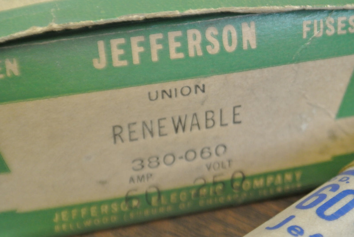 LOT of 8 JEFFERSON UNION 380-060 RENEWABLE FUSE / 60A / 250V / NEW SURPLUS
