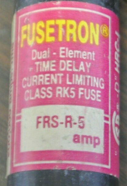 / BUSS FRS-R-5 FUSETRON DUAL-ELEMENT TIME-DELAY RK5 FUSES 5A 600V***LOTOF9***