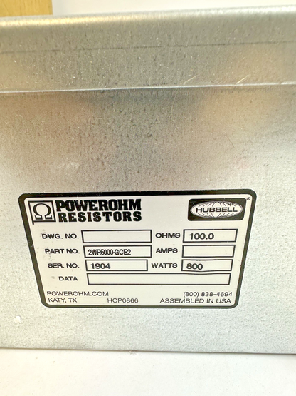 POWEROHM RESISTORS 2WR5000-GCE2 BRAKING RESISTOR 100OHMS 800WATTS