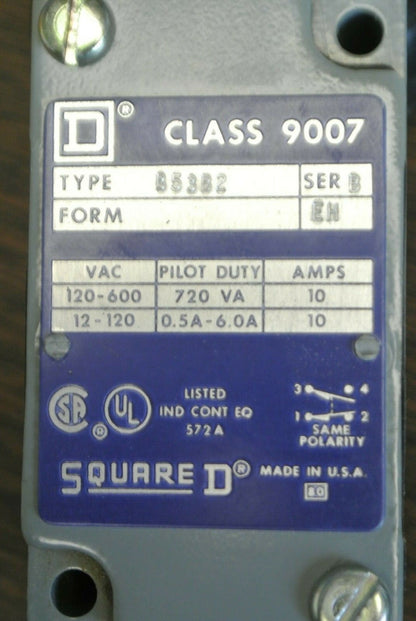 SQUARE D 9007 B53B2 Ser. B / HEAVY DUTY LIMIT SWITCH / NEW SURPLUS in BOX