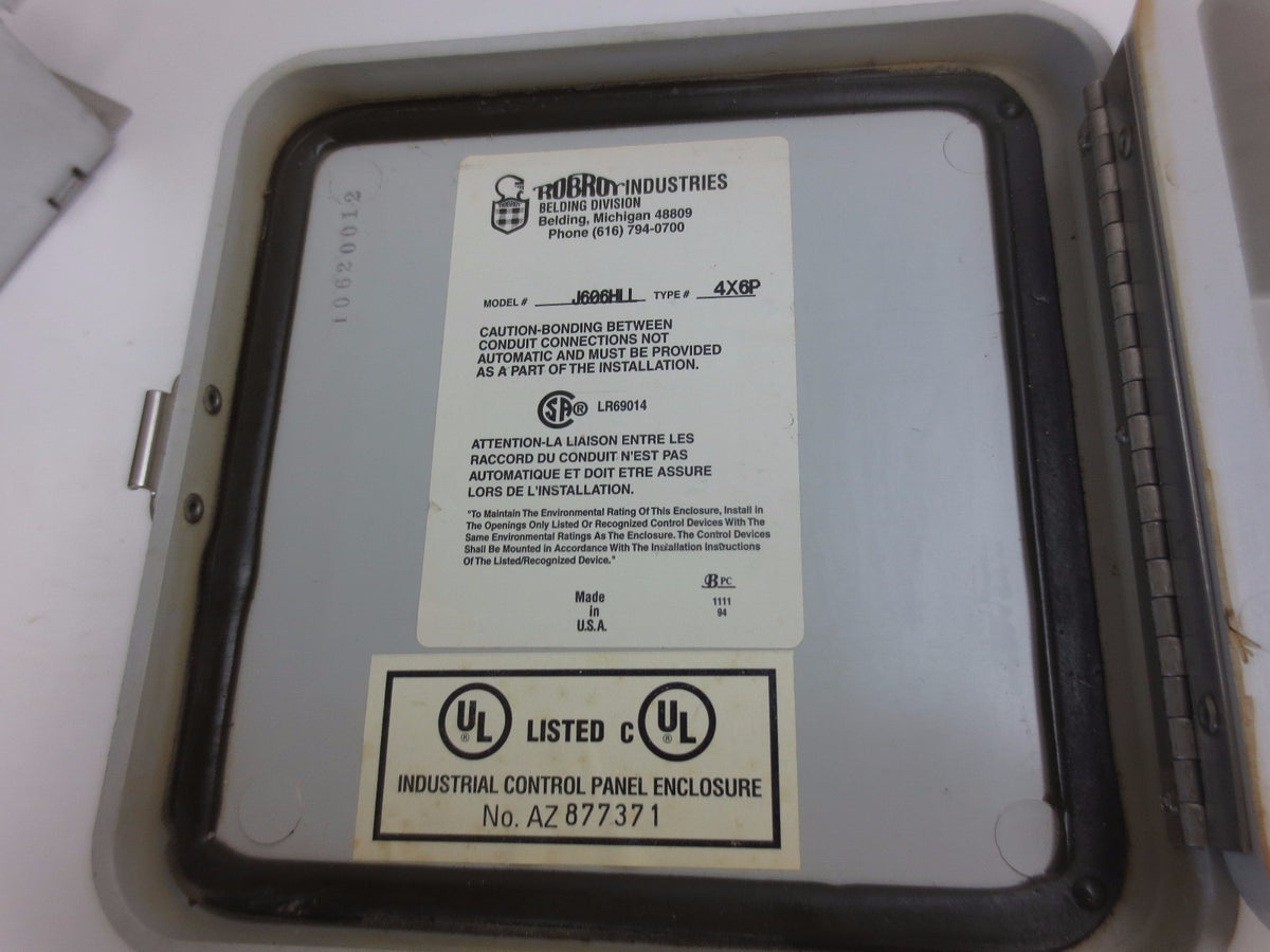 ROBROY / BELDING J606HLL - TYPE 4X6P INDUSTRIAL CONTROL ENCLOSURE PANEL  6" x 4"