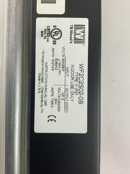 TB WOOD'S WF2C2S020B SENSORLESS VECTOR DRIVE OUTPUT 2HP 0-200/230V 3PH 7.8/6.8A