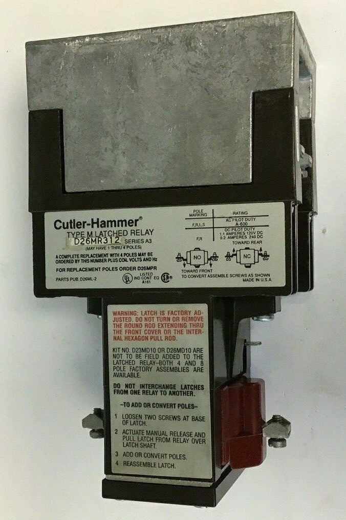 CUTLER HAMMER TYPE M LATCHED RELAY D26MR312A SER.A3