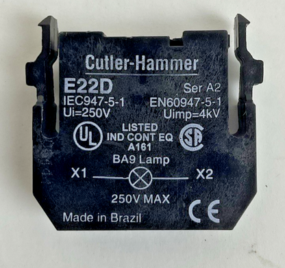 CUTLER HAMMER E22D SERIES A2 250V LIGHT UNIT FULL VOLTAGE CONTACT BLOCK LOT OF 4