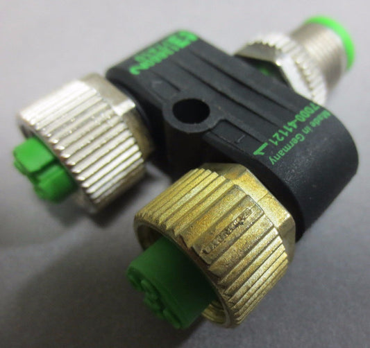 MURR 7000-41121-0000000 T-COUPLER M12 (1) MALE 5-POLE (2) M12 FEMALE 4-POLE N.O.
