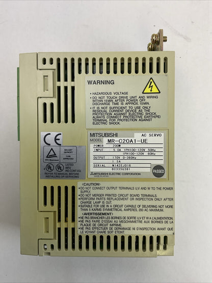 MITSUBISHI MR-C20A1-UE AC SERVO DRIVE OUTPUT 170VAC 0-360HZ 1.5A