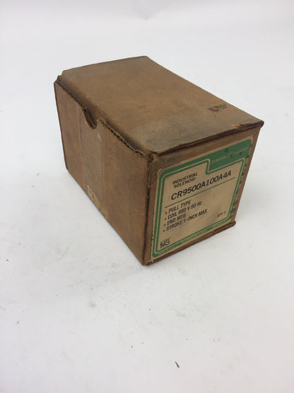 GE CR9500A100A4A SOLENOID PULL TYPE COIL 460V 60HZ END MTG STROKE 1-INCH MAX