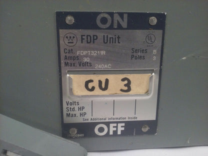 WESTINGHOUSE FDPT3211R SER.B FUSIBLE TWIN PANELBOARD SWITCH  3P 30A 240V 7.5HP