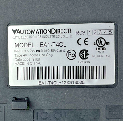 AUTOMATION DIRECT EA1-T4CL TERMINAL TOUCH SCREEN 24VDC