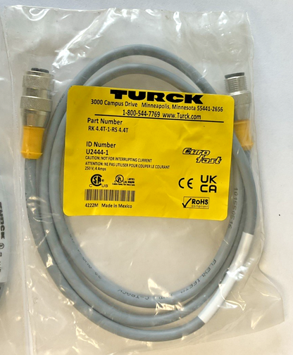 TURCK RK 4.4T-1-RS 4.4T CONNECTION CABLE 250V 4A ***LOTOF2***