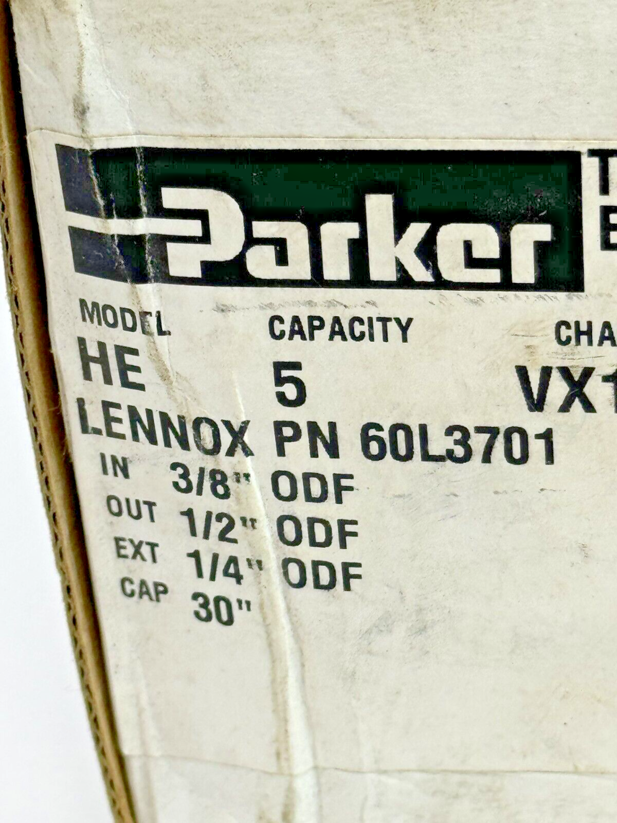 PARKER - HE5VX100A - THERMOSTATIC EXPANSION VALVE  040658-01- LENNOX P/N 60L3701