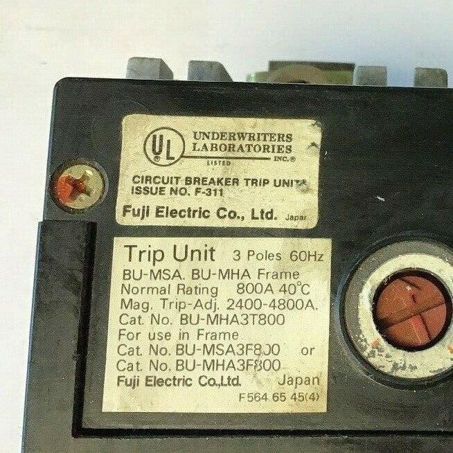 FUJI ELEC. CIRCUIT BREAKER TRIP UNIT BU-MHA3T800, F-311, 800A, 2400-4800A  60HZ