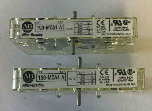 ALLEN BRADLEY 199-MCA1 SER.A 600VAC 5A INTERLOCK ***LOTOF2***