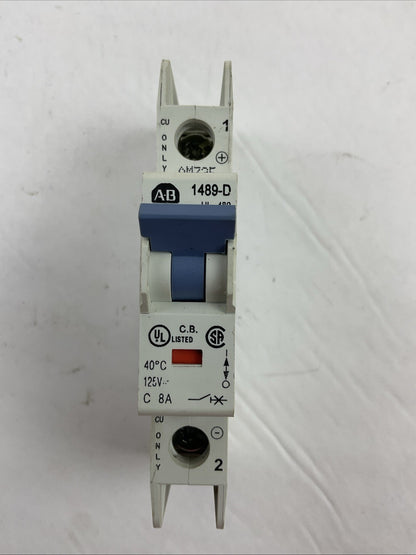 ALLEN-BRADLEY 1489-D1C080 SER A CIRCUIT BREAKER 125VDC 8AMP