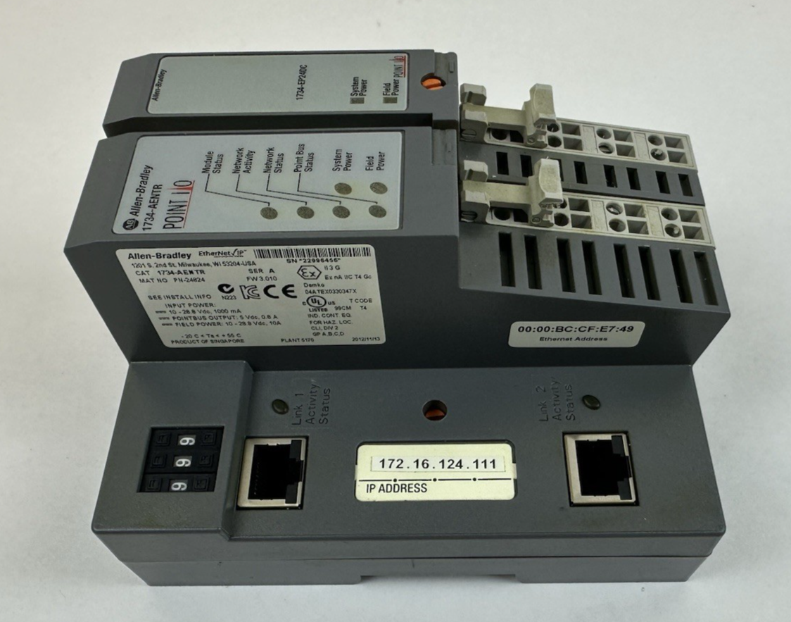 ALLEN-BRADLEY 1734-AENTR Ser. A FW 3.010 NETWORK ADAPTER MODULE POINT I/O 24 VDC