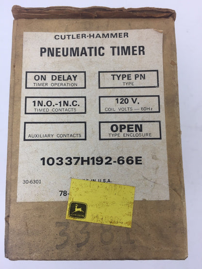 CUTLER HAMMER 10337H192-66E PNEUMATIC TIMER COIL 120V 60HZ TYPE PN