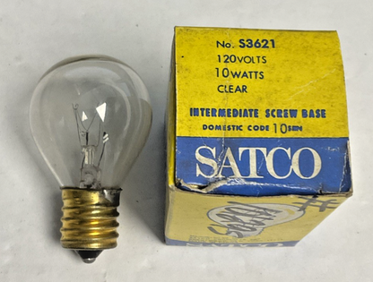 SATCO S3621 CLEAR BULB 120V 10WATTS ***LOTOF2***