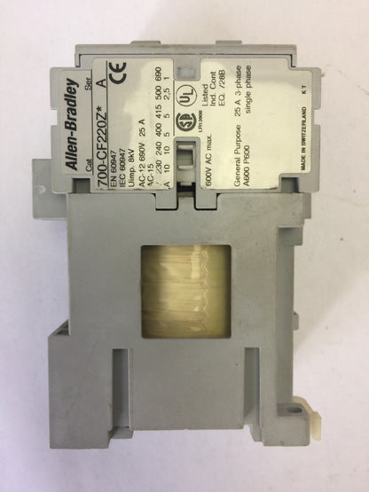 ALLEN BRADLEY 700-CF220Z*CONTACTOR SER A 600VAC 25A COIL 24VDC