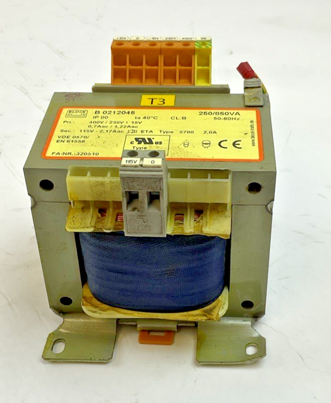 BLOCK B0212045 TRANSFORMER 250/850VA 50-60HZ 400V