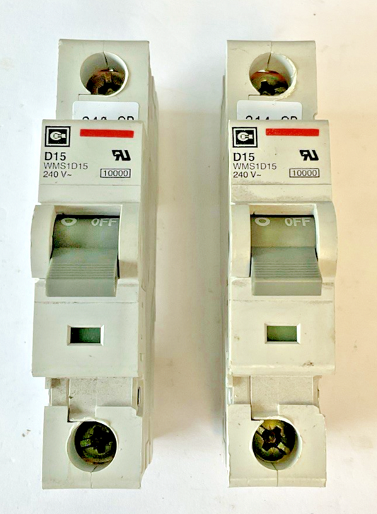 CUTLER HAMMER WMS1D15 CIRCUIT BREAKER 240VAC D15 ***LOTOF2***
