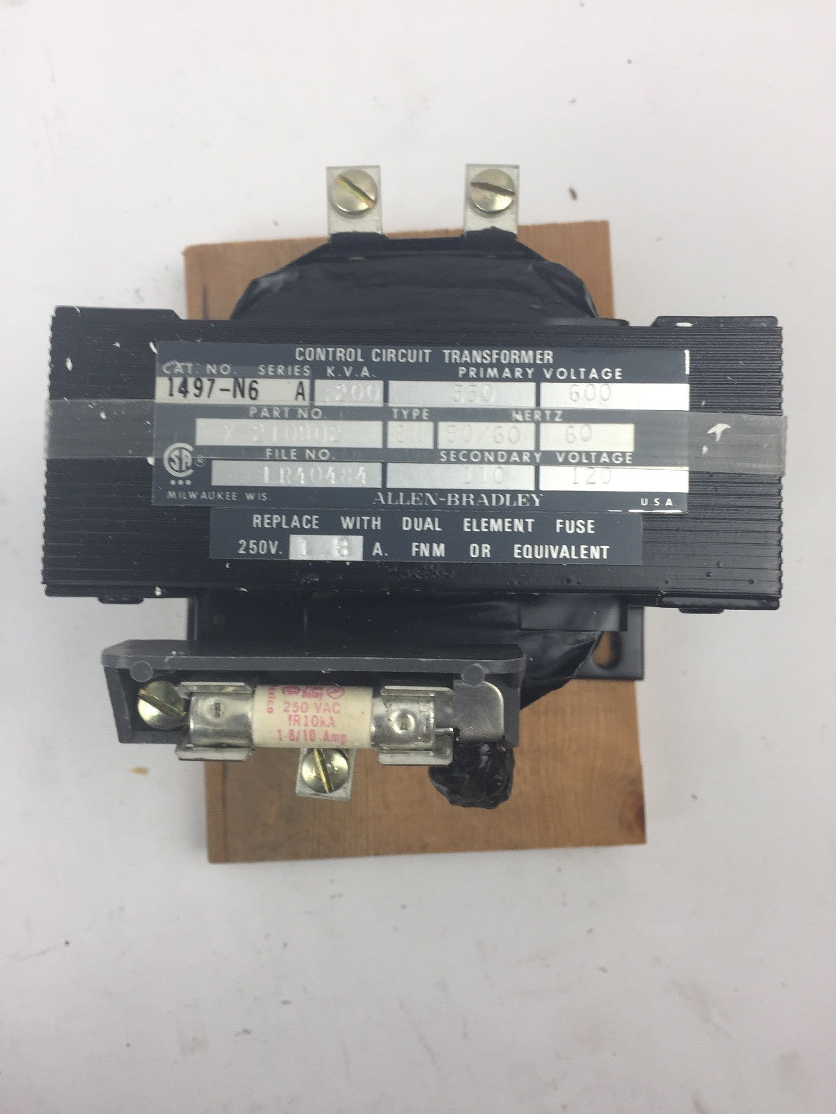 ALLEN BRADLEY 1497-N6 CONTROL CIRCUIT TRANSFORMER .200 KVA 600V 60HZ SERIES A