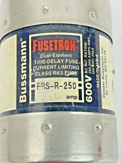 BUSSMANN  FRS-R-250 FUSETRON DUAL ELEMENT  TIME-DELAY CURRENT LIMIT  600V
