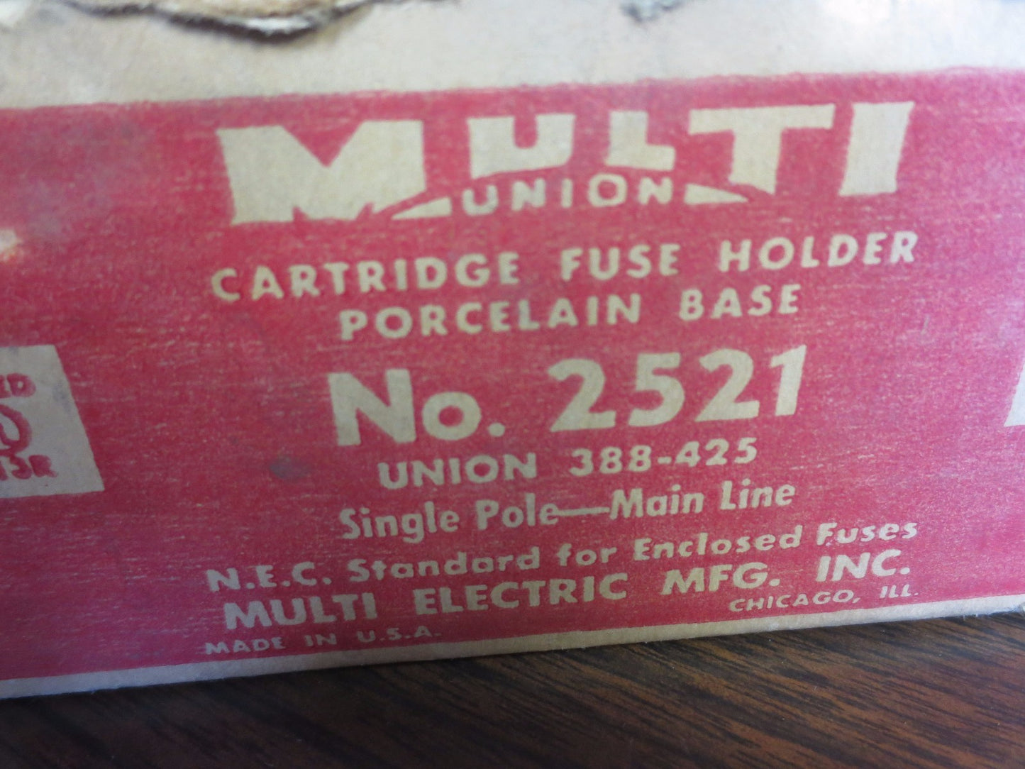 MULTI-UNION 2521 CARTRIDGE FUSE HOLDER, PORCELAIN BASE 388-425 31-60A, 600V 2pcs