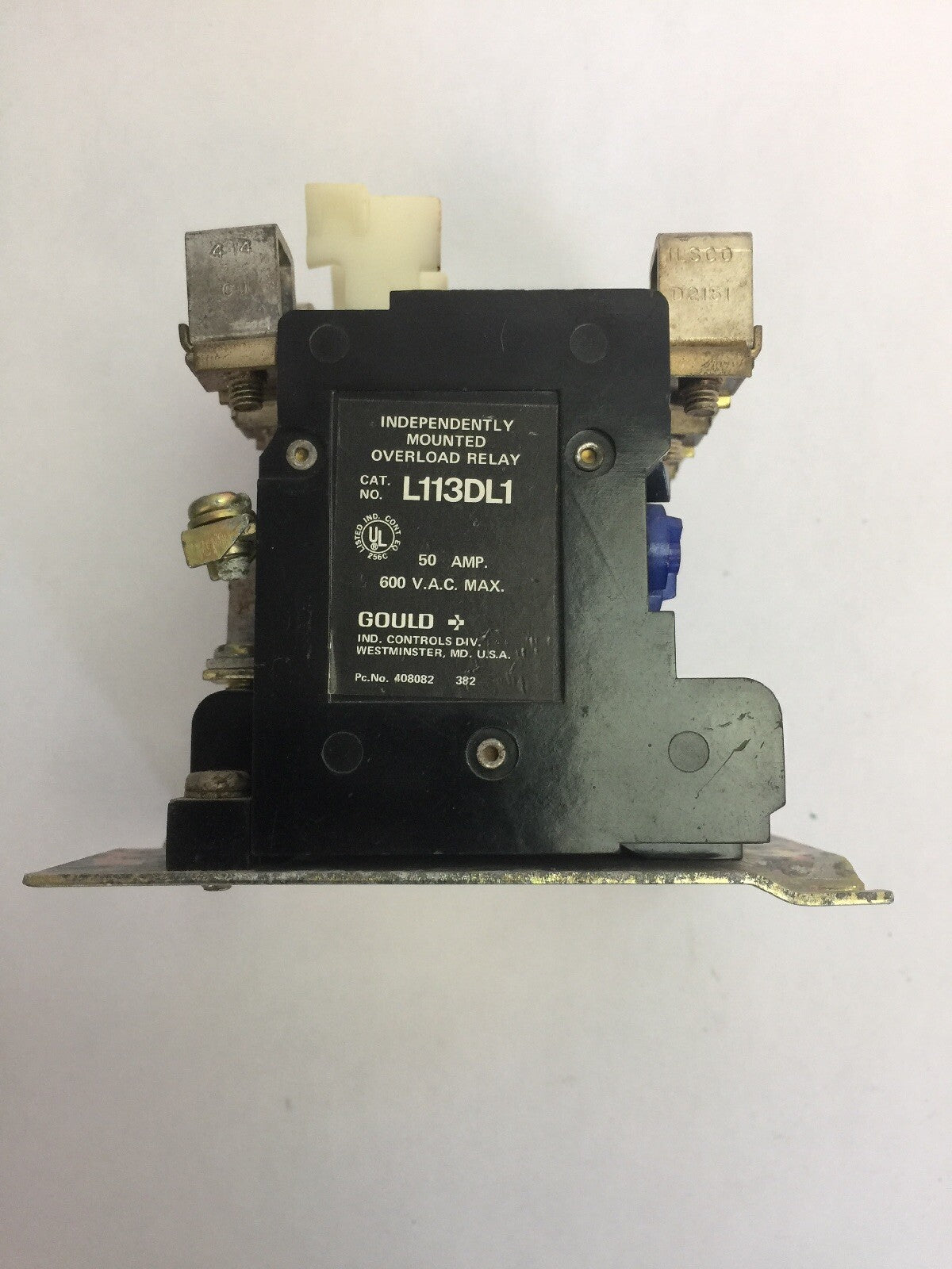 GOULD L113DL1 INDEPENDENTLY MOUNTED OVERLOAD RELAY 50AMP 600VAC NO HEATERS