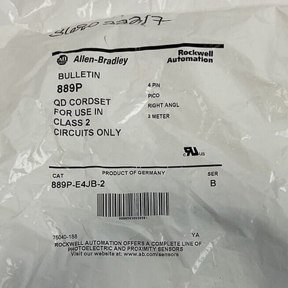 ALLEN BRADLEY 889P-E4JB-2 QD CORDSET RIGHT ANGLE  4PIN ****LOTOF4****