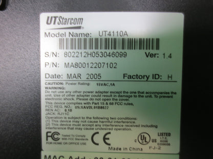 UTStarcom UT4110A ADSL MODEM / ROUTER MA80012207102 - NEW - LAN WAN ACT ALM
