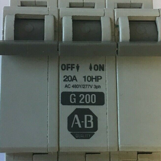 ALLEN BRADLEY 1492-CB3 MANUAL MOTOR CONTROLLER SER C 20A 10HP 480Y/277VAC 3HP
